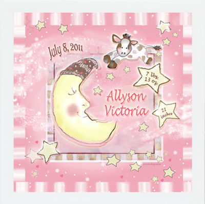 Girl Moon Cow Star Pink Very Special Newborn Gift Customized Nursery Wall Decor